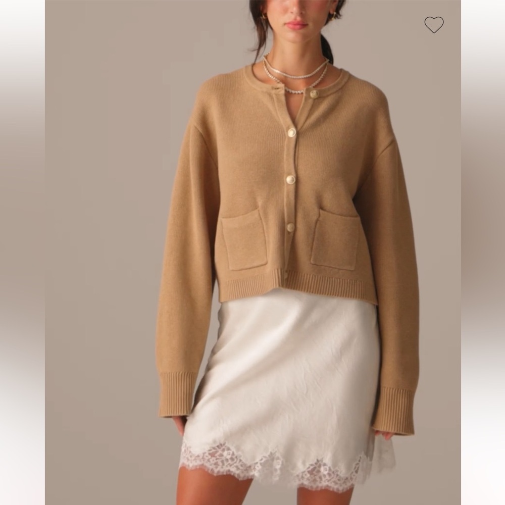 J.crew relaxed Emilie sweater lady jacket XL Camel Brown